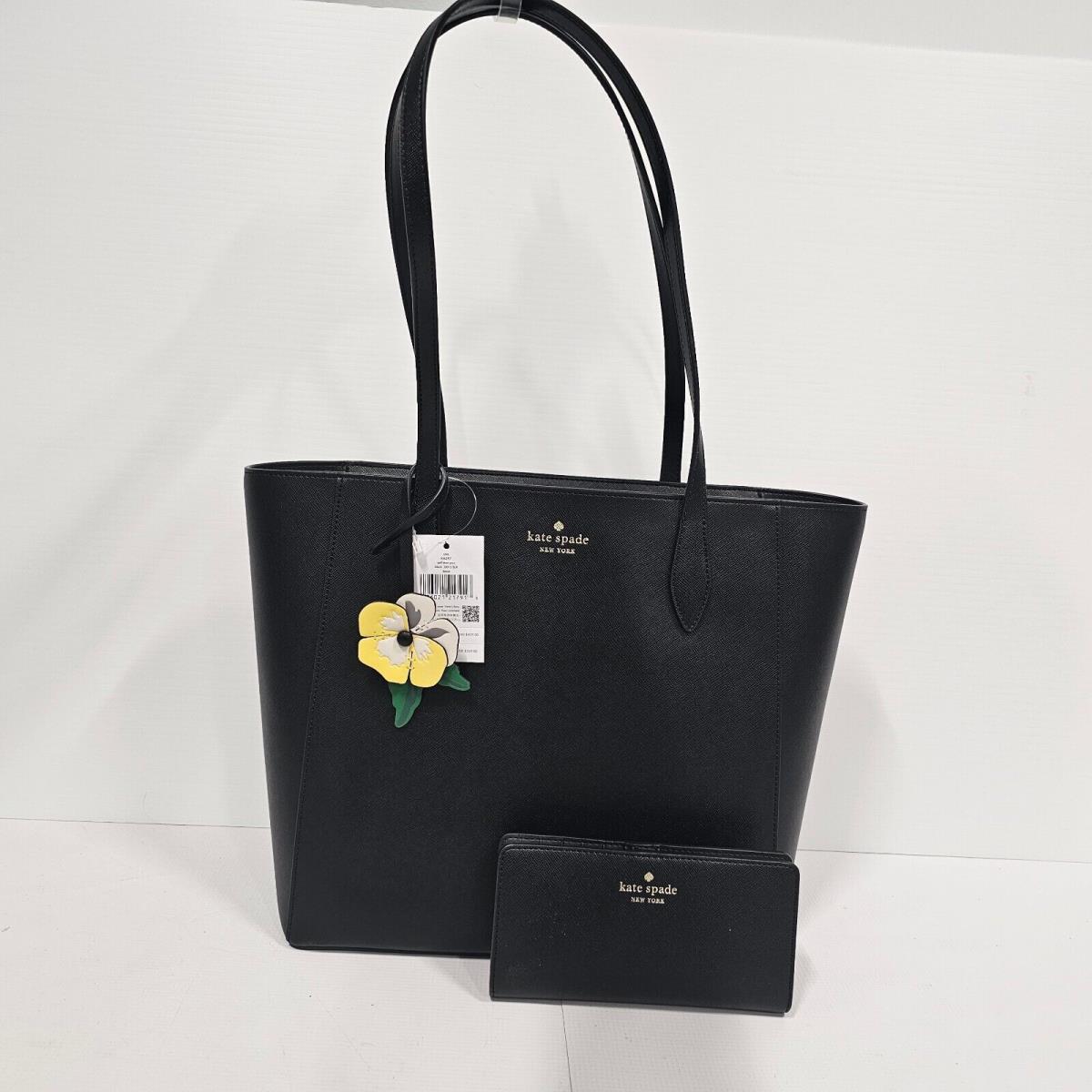 Kate Spade Dana Pansy Tote w/ Wallet Saffiano Pvc KA597 Black