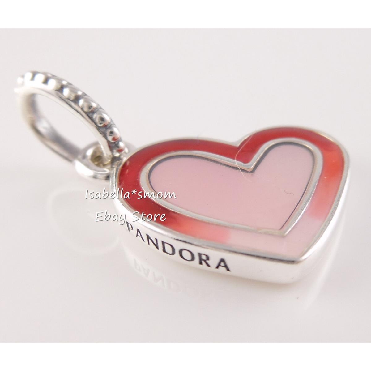 Asymetric Heart OF Love Pandora Pink Red Enamel Dangle Charm 797820ENMX