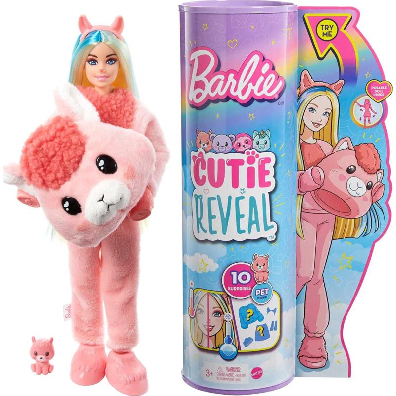 Barbie Cutie Reveal Doll Fantasy Series Llama Plush Costume 10 Surprises Inclu