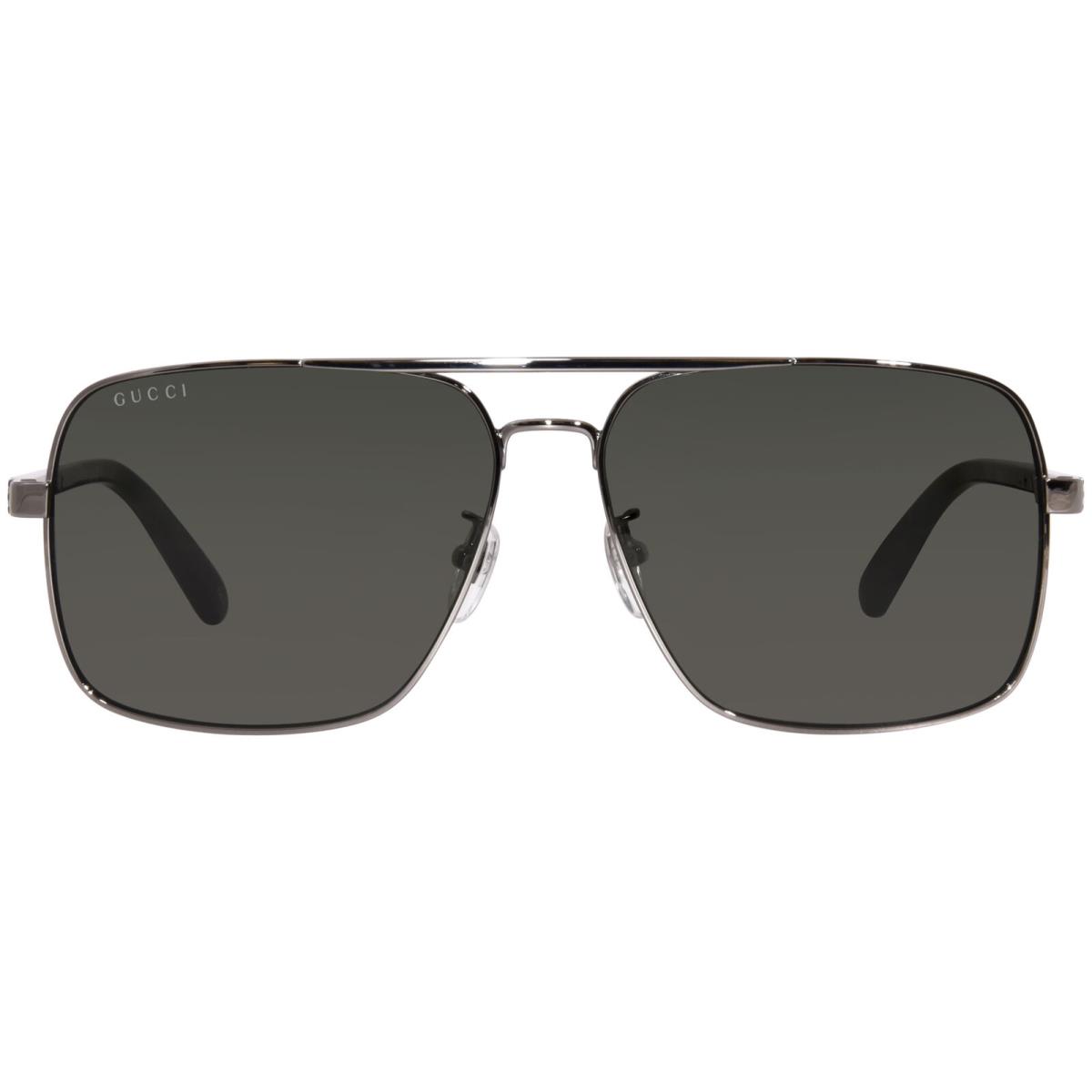 Gucci GG1289S 001 Sunglasses Men`s Gunmetal/black/grey Lenses Pilot Shape 62mm