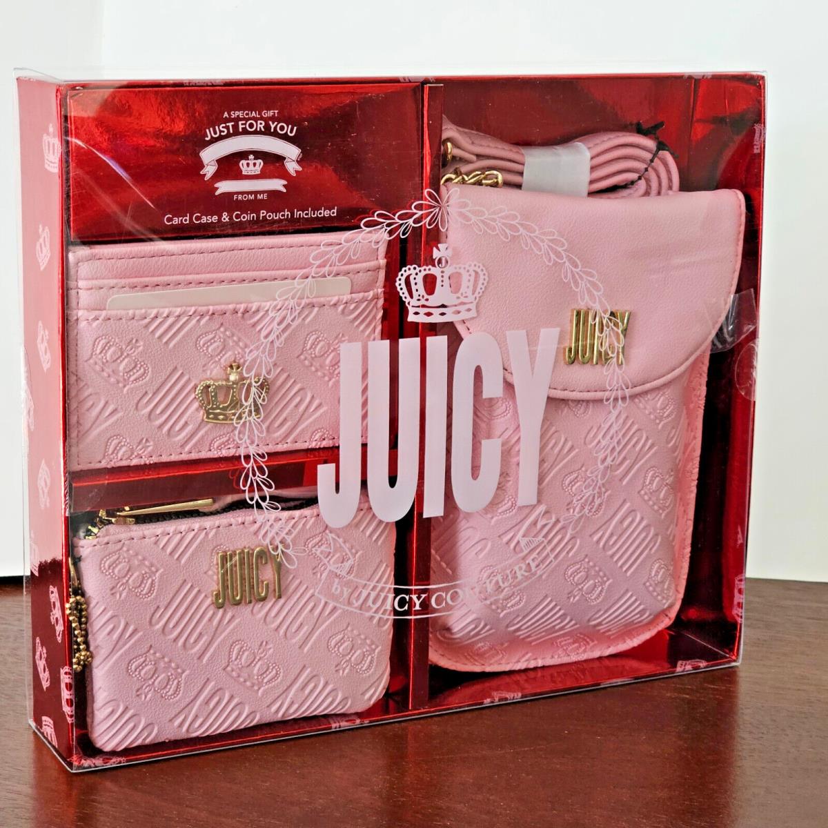 Juicy Couture Cellie Flamingo Mini Crossbody Bag Wallet Card Holder Gift Set