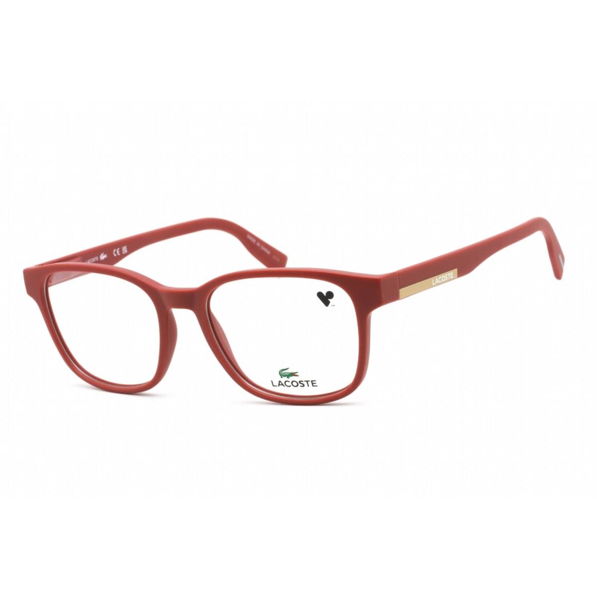 Lacoste Women`s Eyeglasses Full Rim Matte Burgundy Plastic Rectangular L2914 601