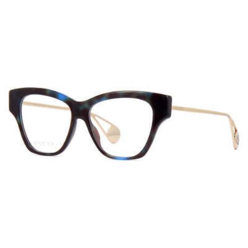 Gucci GG0438O 003 Havana/gold Rectangle 52-14-140mm Full Rim Unisex Eyeglasses