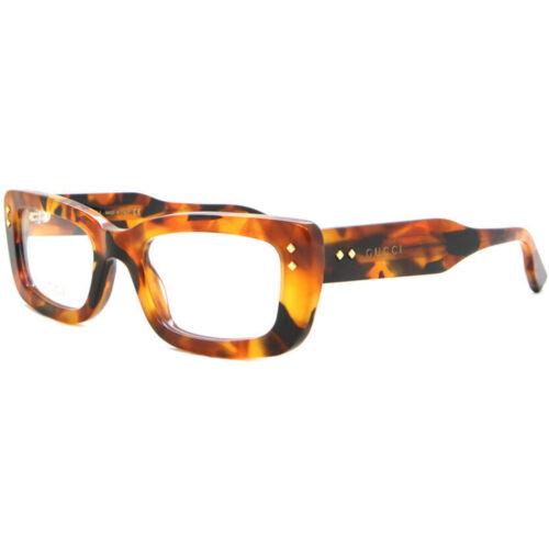 Gucci Women`s Eyeglasses Havana Acetate Rectangular Frame Demo Lens GG1216O 002