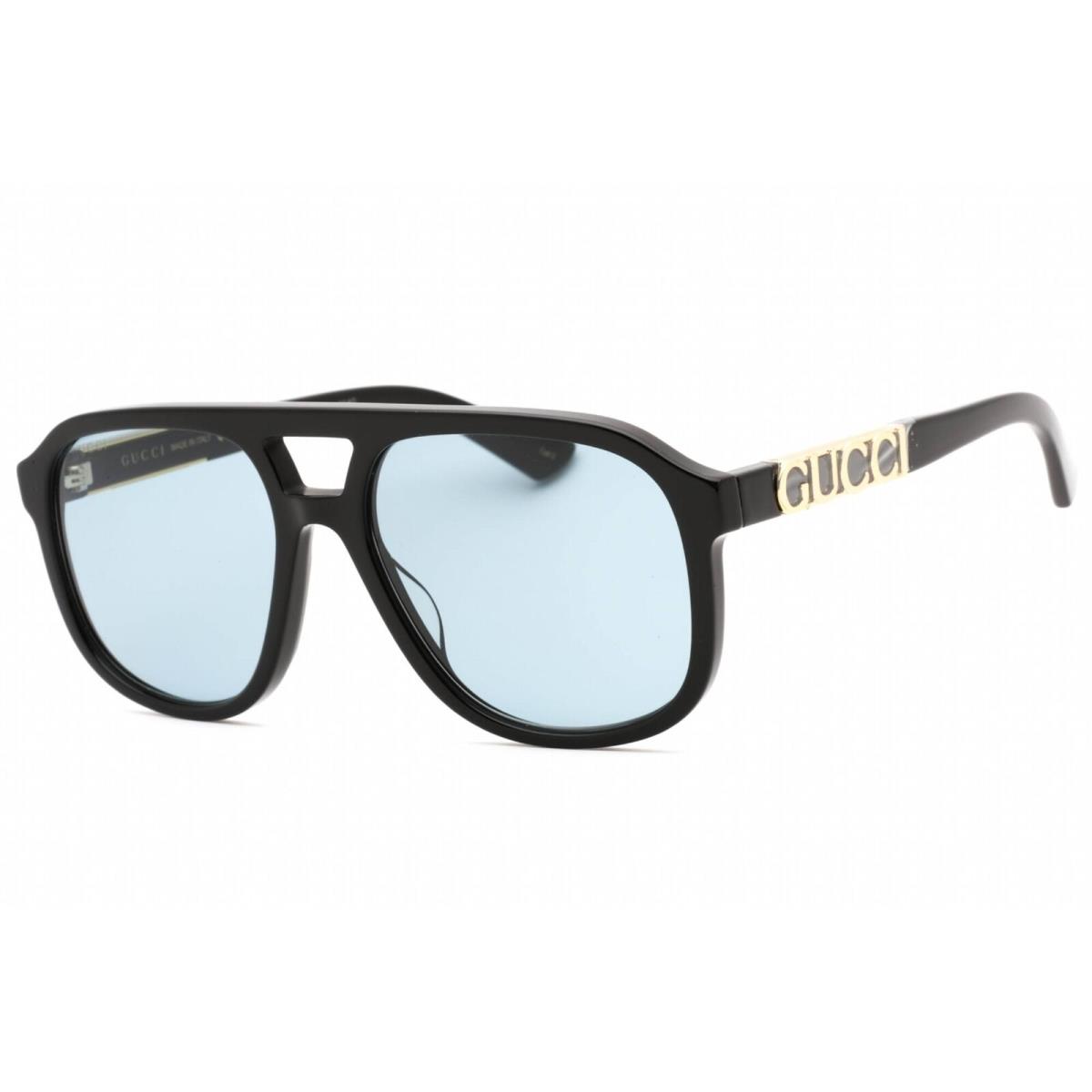 Gucci Unisex Sunglasses Black Plastic Pilot Full Rim Frame Blue Lens GG1188S 004