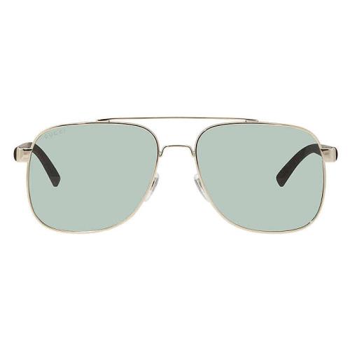 Gucci GG0422S 005 Gold Square Green 60-17-140mm Non-polarized Men`s Sunglasses