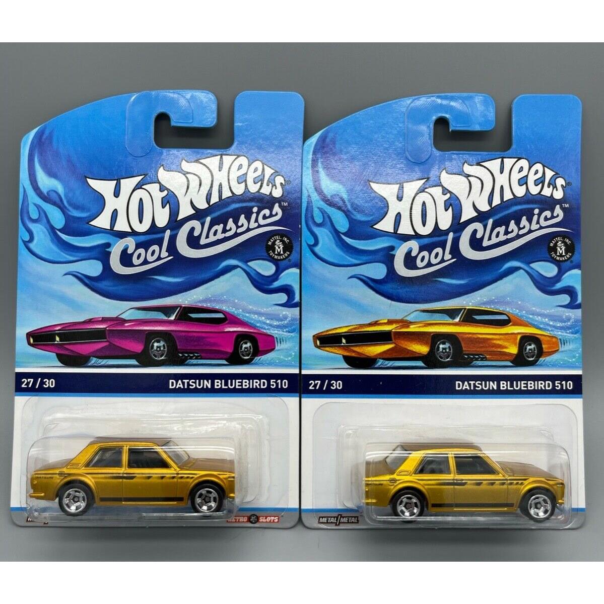 2014 Hot Wheels Cool Classics Gold Datsun Bluebird 510 Red and Gold Cards Rare