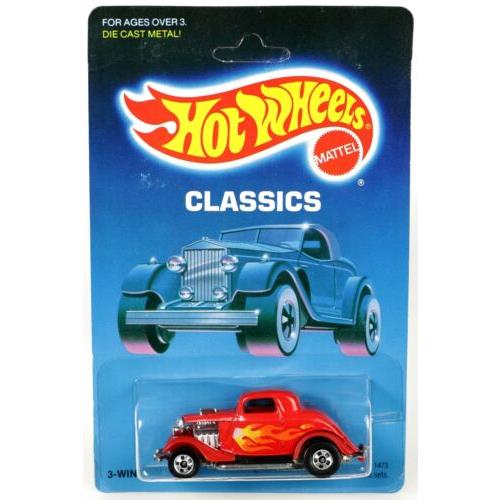 Hot Wheels 3-Window `34 Classics Series 1473 Nrfp 1988 Red BW Bwl 1:64