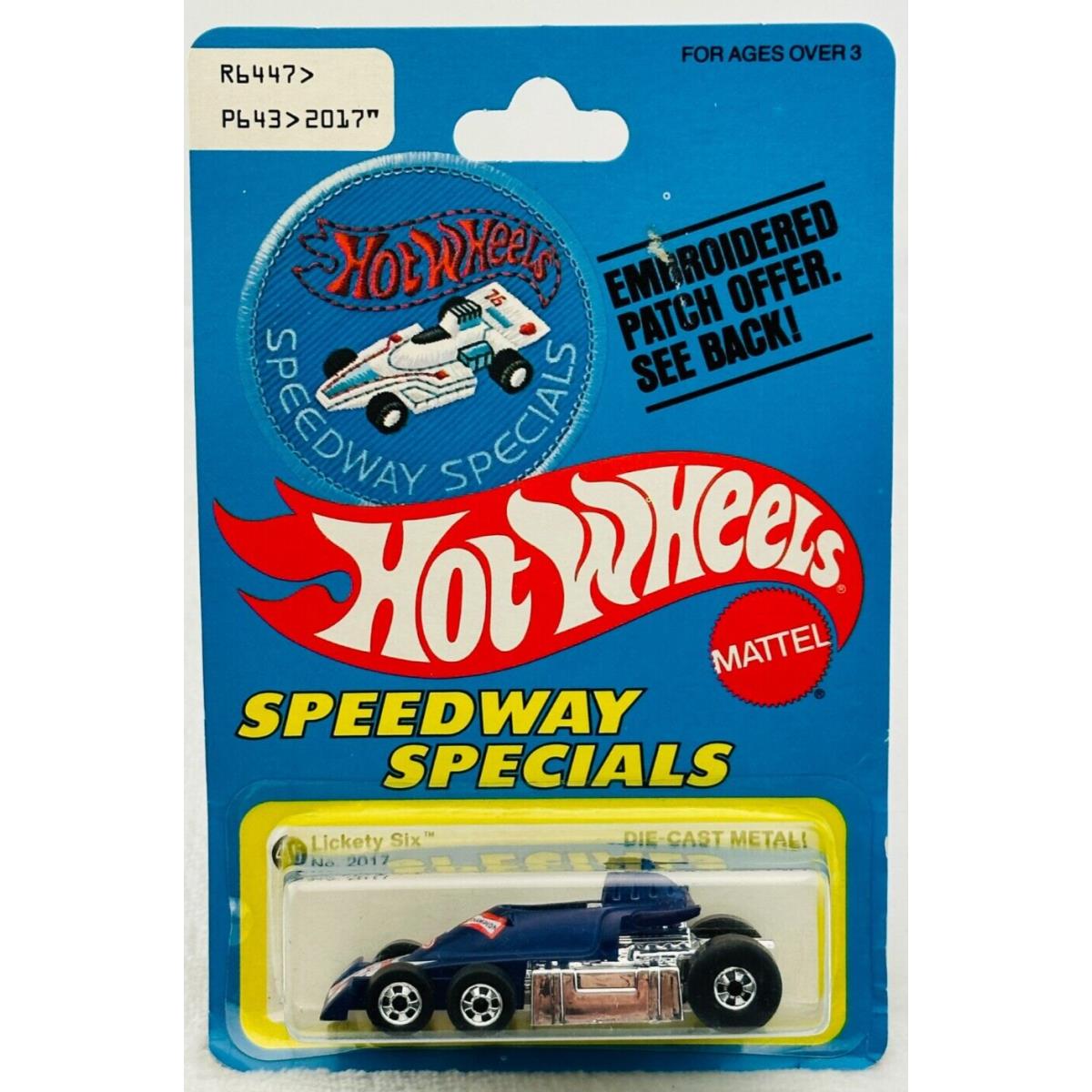 Hot Wheels Blackwall Lickety Six Speedway Specials 2506 Patch Card in Blister