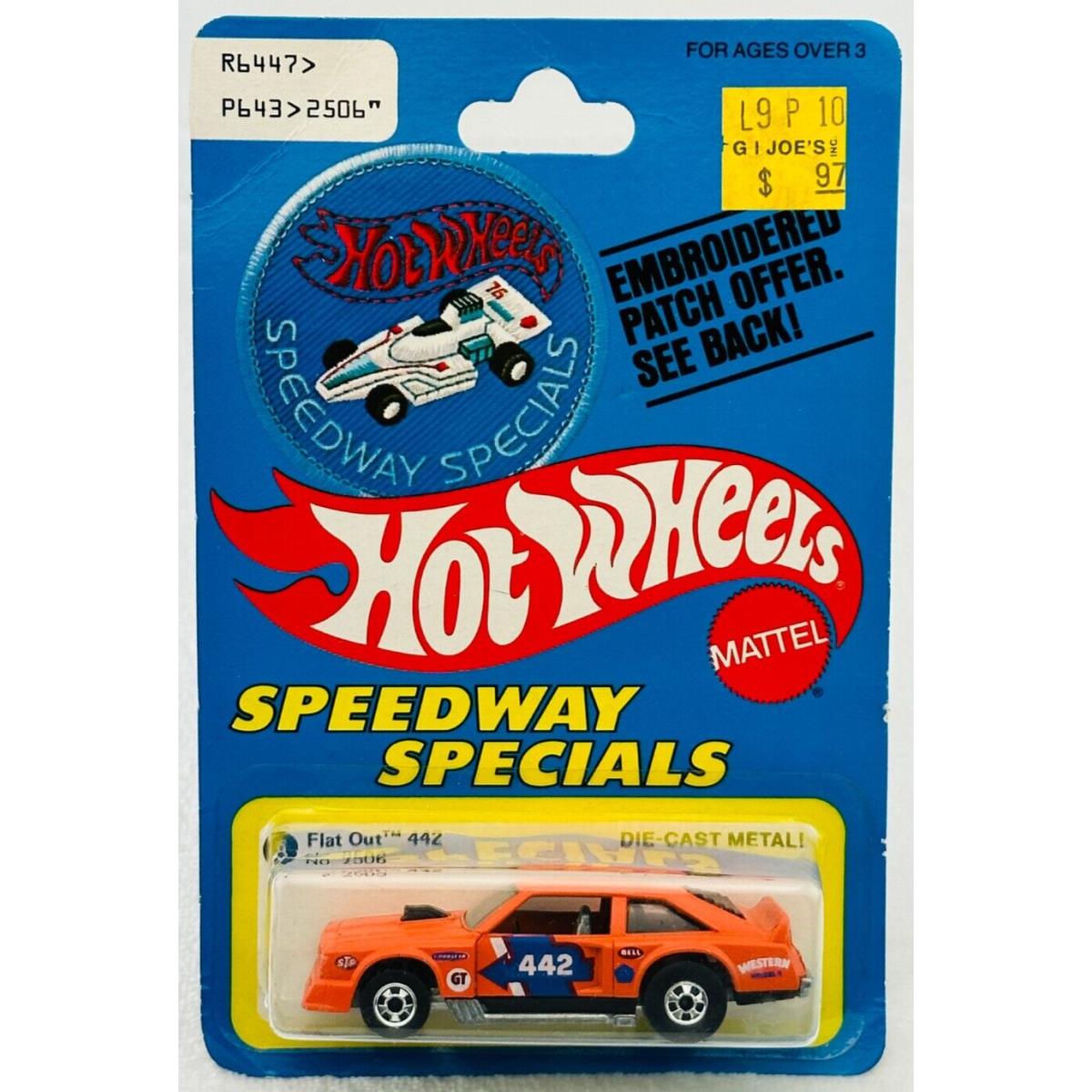 Hot Wheels Blackwall Flat Out 442 Speedway Specials 2506 Patch Card in Blister