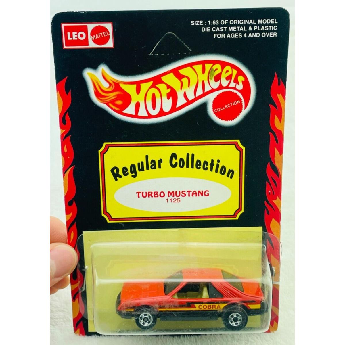 Hot Wheels Blackwall Leo India Turbo Mustang Red White Int in Blisterpack