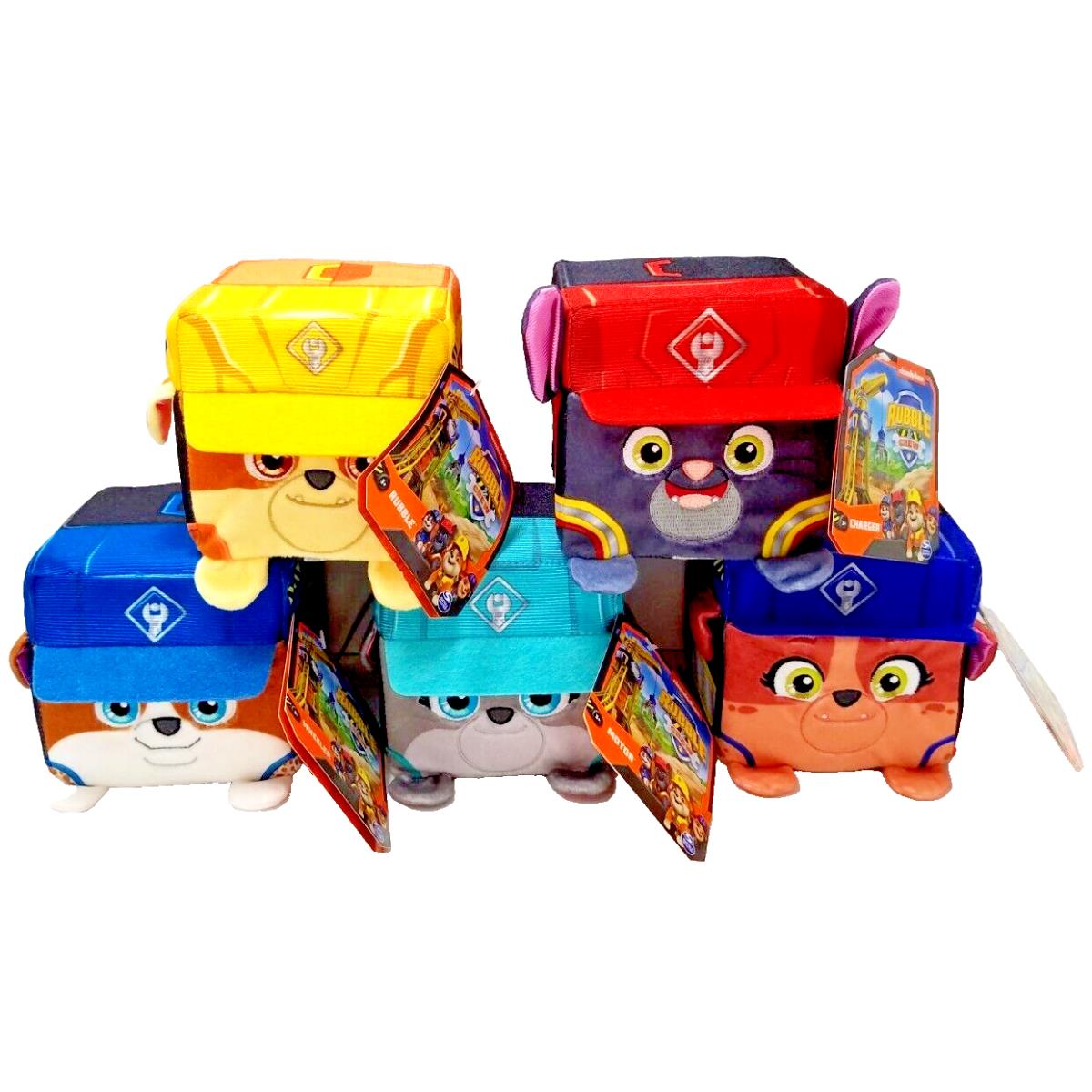 Rubble and Crew Plush Paw Patrol Characters 4 Square/cube Set of 5 Toys Set