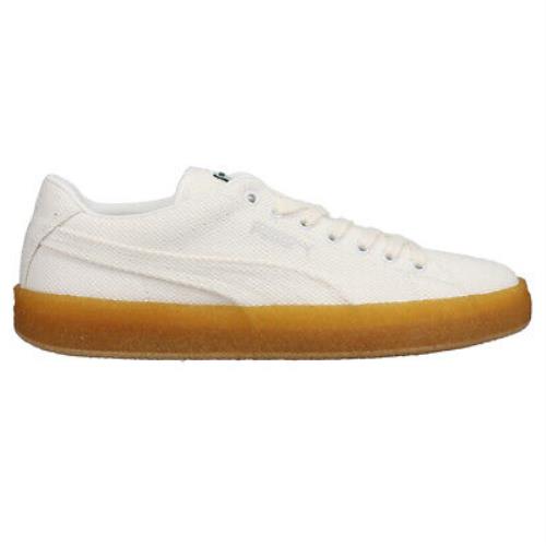 Puma Suede Crepe Canvas Lace Up Mens White Sneakers Casual Shoes 384244-01