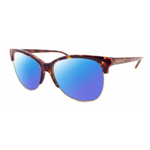 Smith Optics Rebel Cat Eye Polarized Sunglass Mulberry Tortoise Purple Gold 58mm - Frame: Multicolor, Lens: Blue Mirror Polar