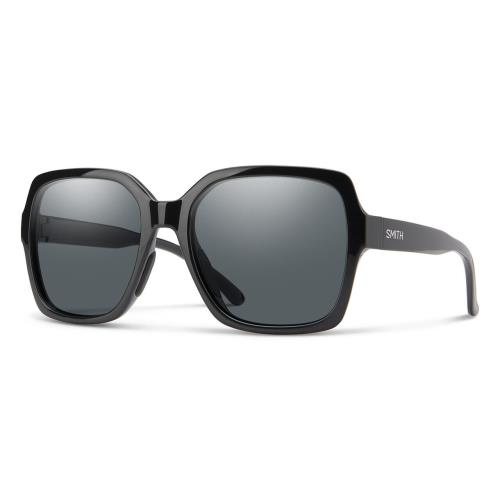 Smith Optics Flare-807 Women Square Designer Sunglasses in Black/smoke Grey 57mm