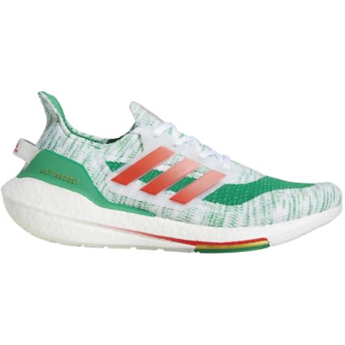 Adidas Men`s Ultraboost 21 Running Shoes - White/red/green