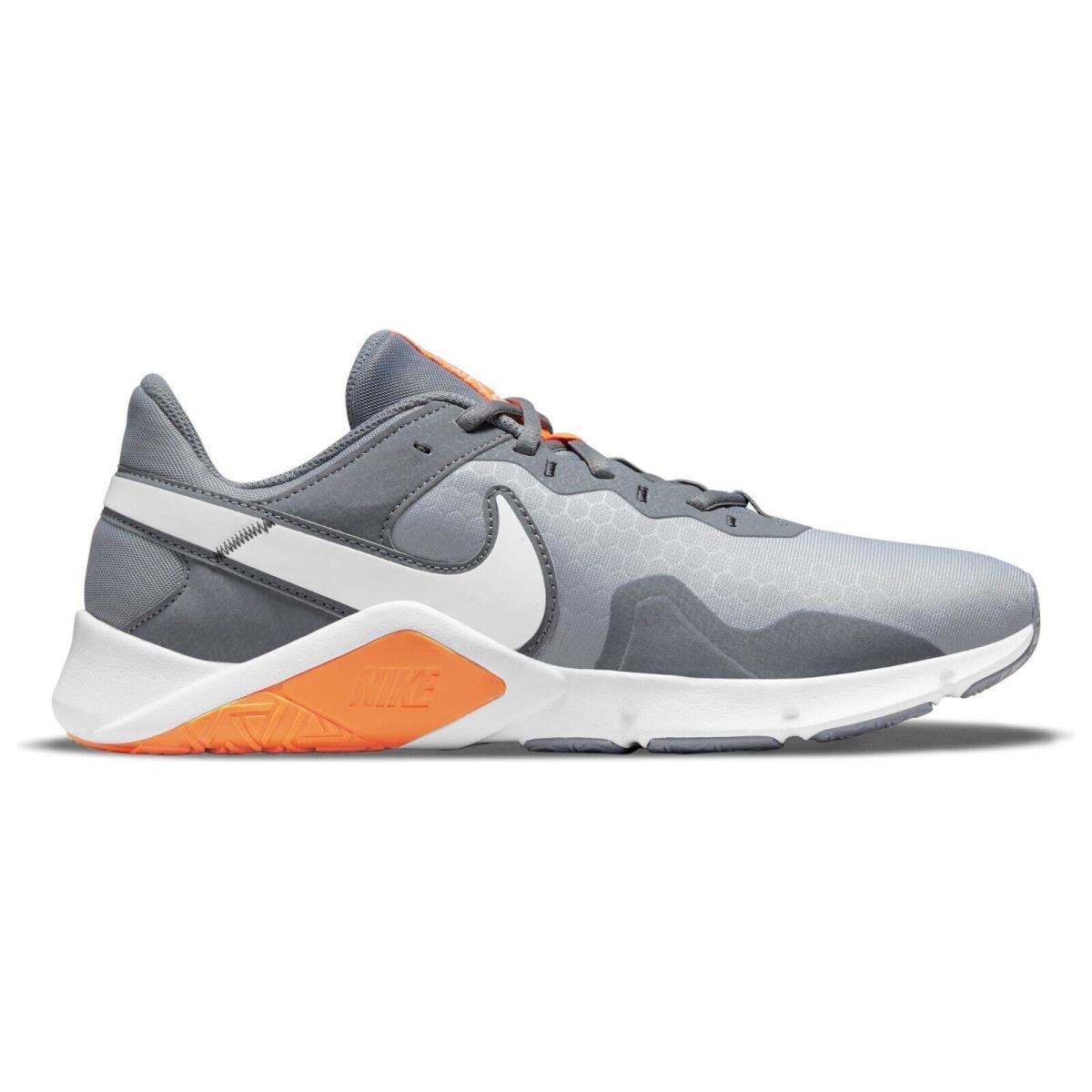 Nike Men`s Legend Essential 2 Training Shoe Size 10.5 11.5 - Wolf Grey/White-Cool Grey-Total Orange
