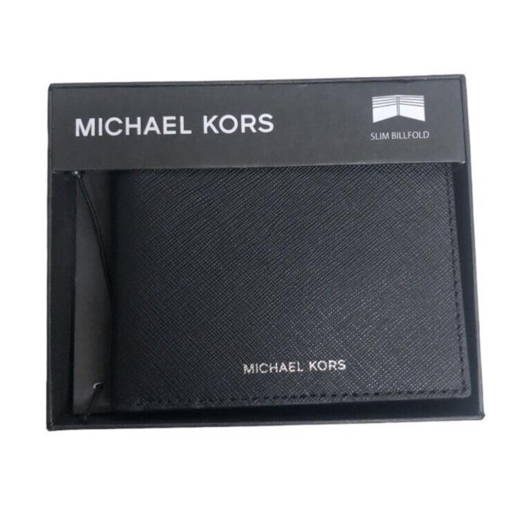 Nwt- Michael Kors Andy Black Leather Billfold Wallet