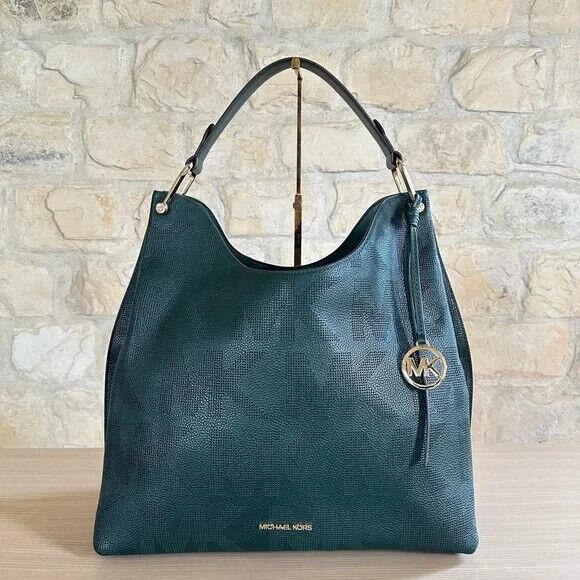 Michael Kors Joan Racing Green XL Leather Slouchy Shoulder Bag