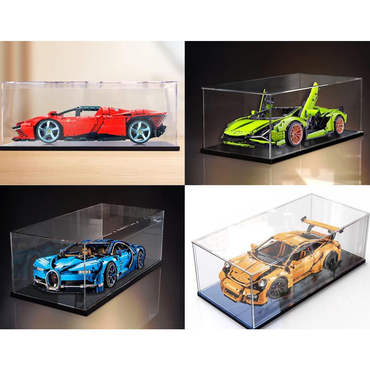 Lego Acrylic Display Case 6-Sided 42115 42083 42143 Lamborghini Bugatti Ferrari without background board
