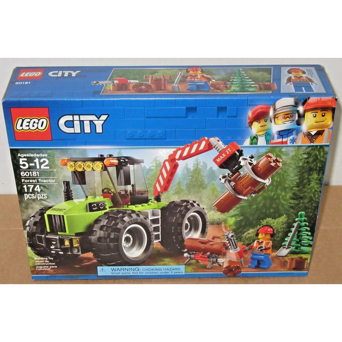 Lego City 60181 Forest Tractor Retired Nisb Tree Log Chainsaw Claw Logger