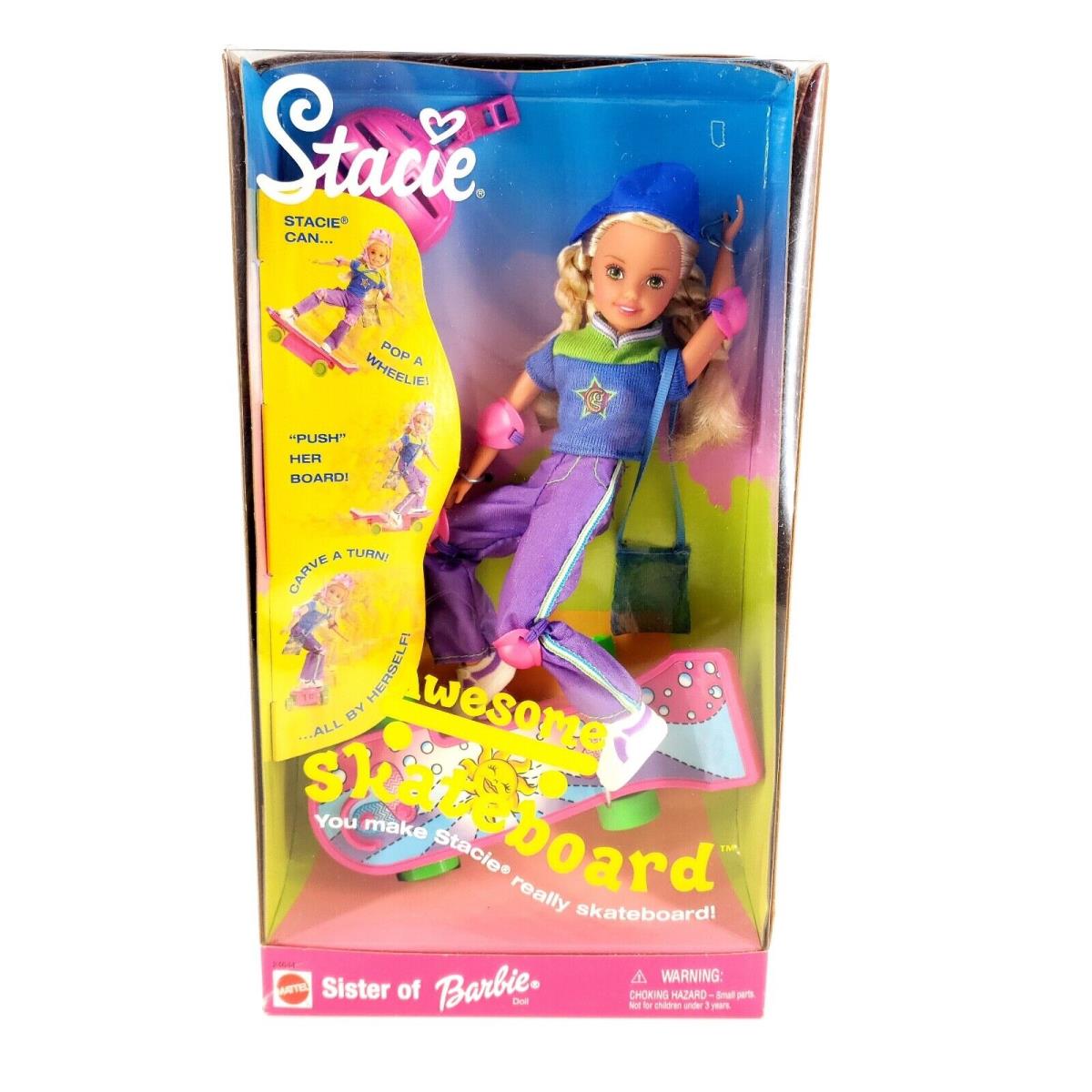 Vintage Barbie Stacie Doll Awesome Skateboard 1999 Mattel