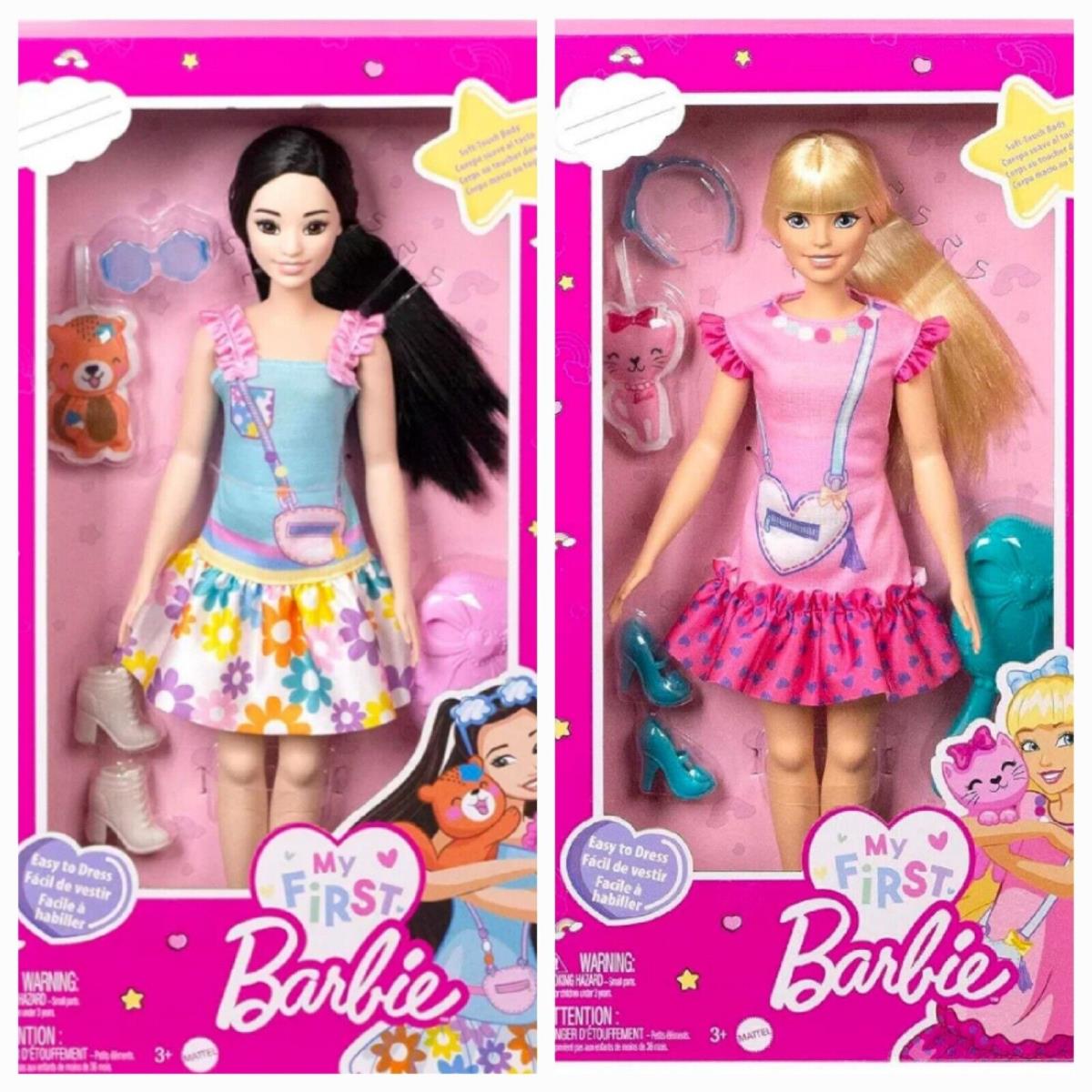 2 Barbie My First Barbie Preschool Doll Malibu Renee 13.5 Soft Posable Body