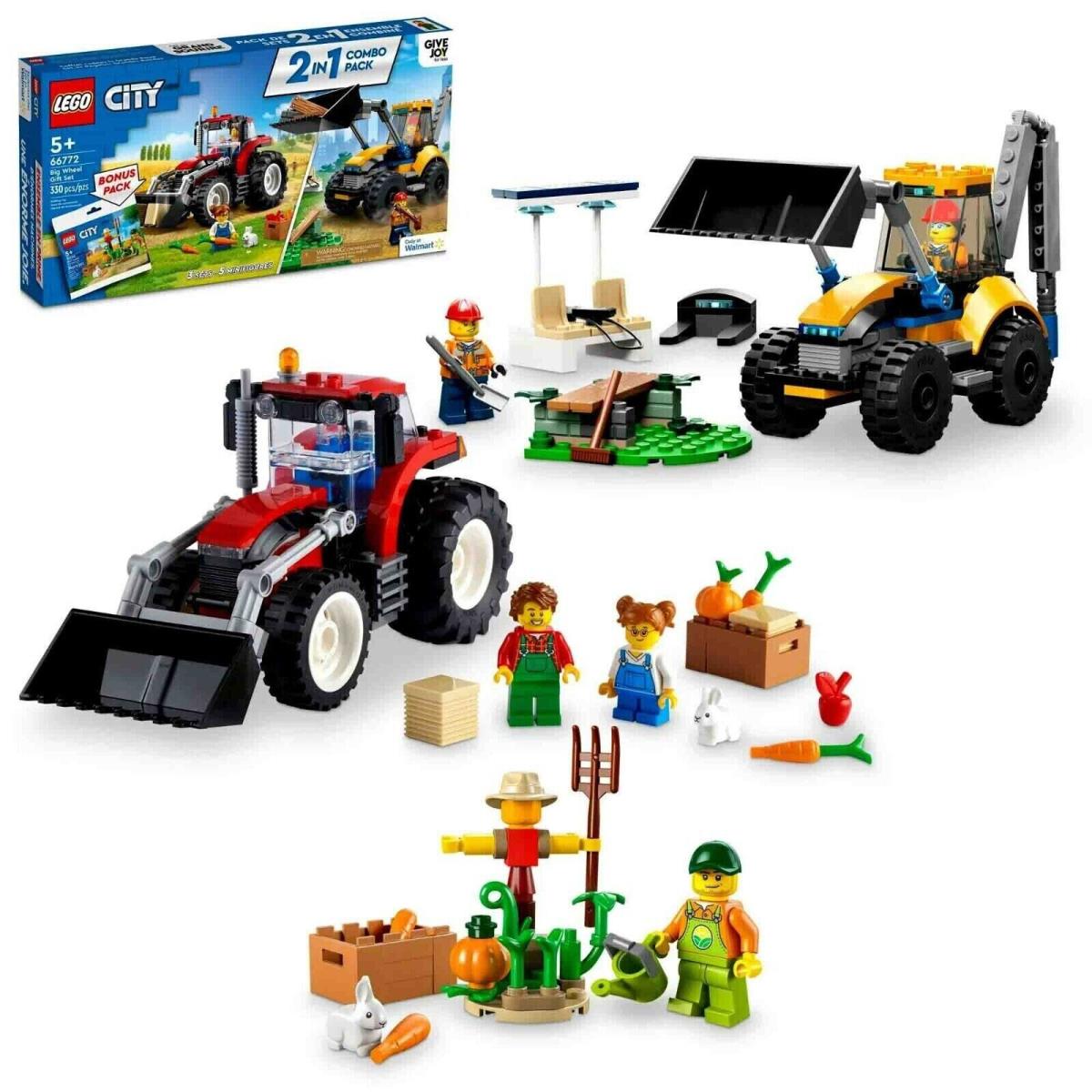 Lego Big Wheel Gift Set 2-in-1 Combo Pack 66772 Tractor Construction Digger