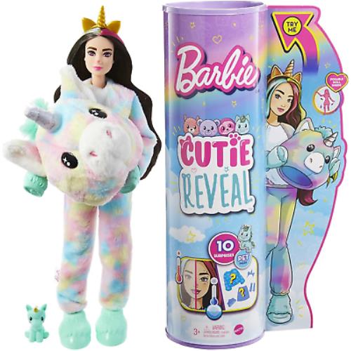Barbie Cutie Reveal Fantasy Series Doll with Unicorn Plush Costume 10 Surprises