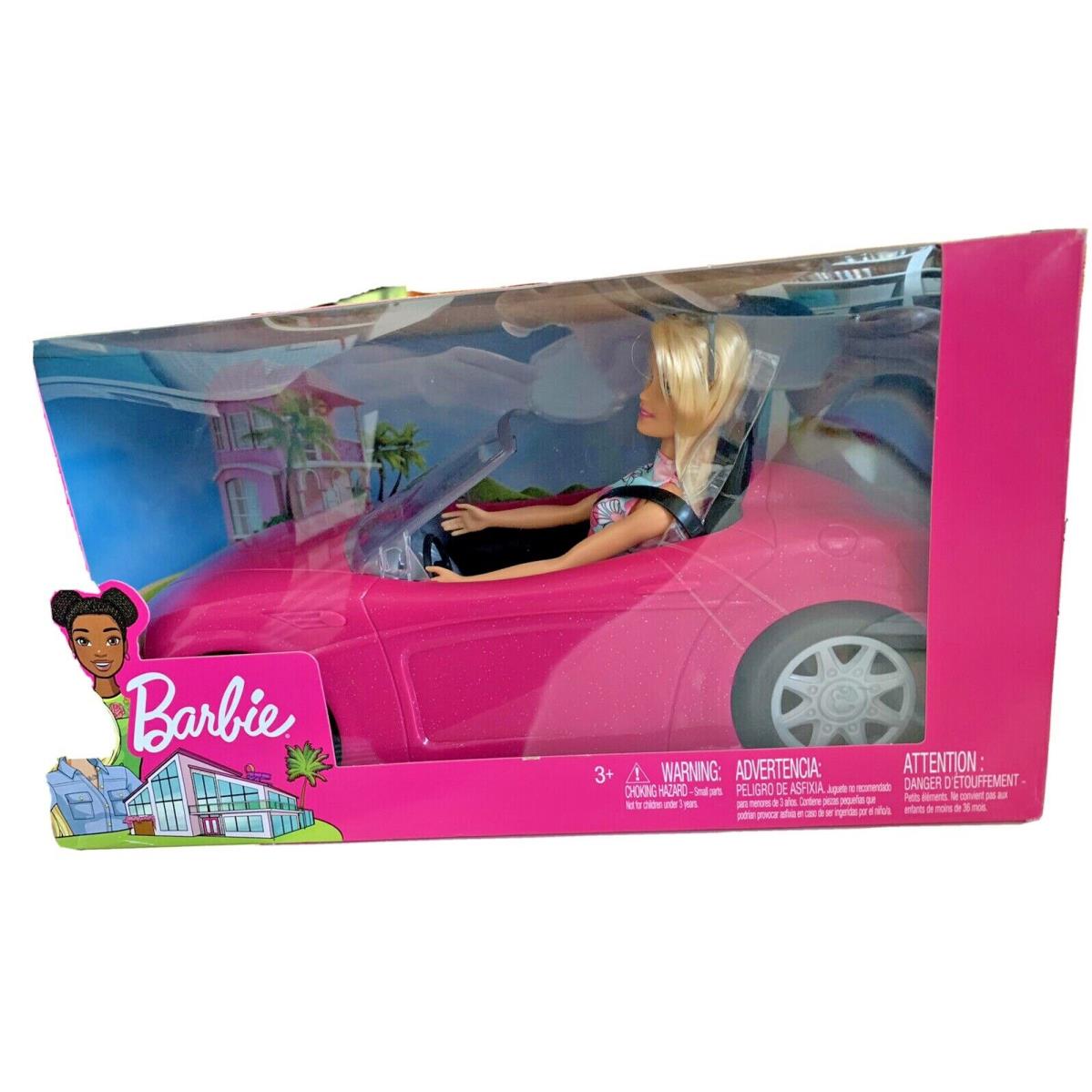 2018 Barbie Doll Convertible Pink Glam Car Doll Playset Mattel Boxed FPR57