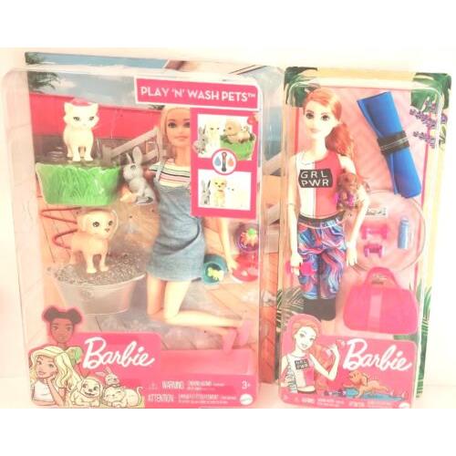 Bundle Of Barbie Play`n Wash Pets Grl Pwr Playset.barbie Color Change Pets