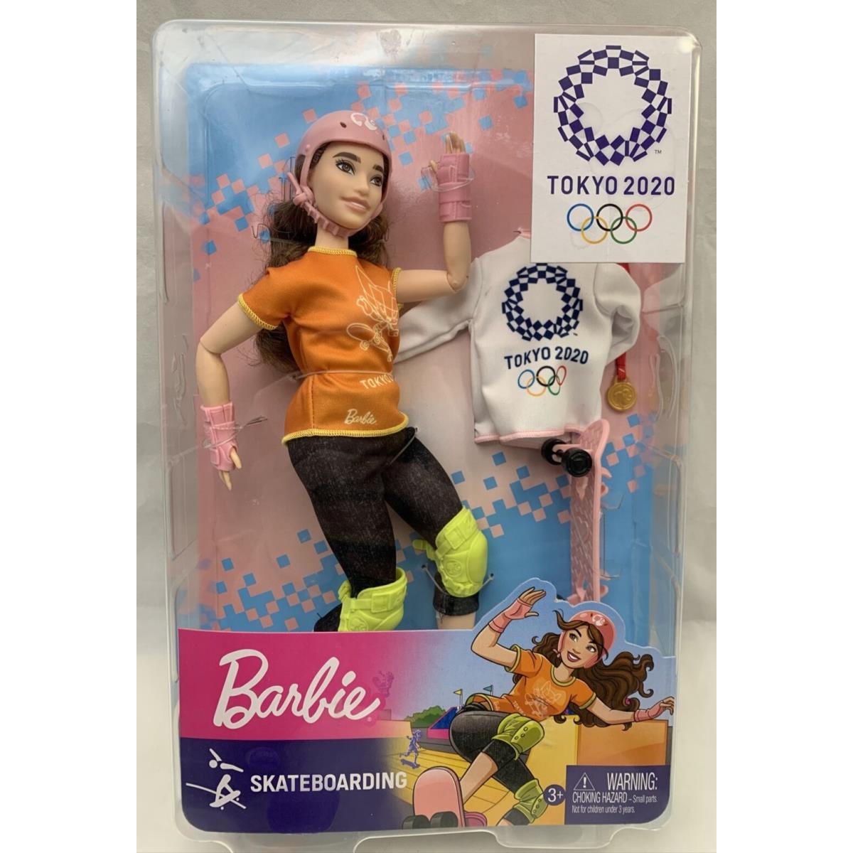 Barbie Tokyo Olympics 2020 Skateboard Doll Board Helmet Knee Gold Medal Jacket