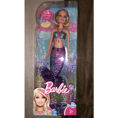 Barbie Mermaid W/color Change Hair Doll 2013 Mattel Purple Tail Blonde Rare