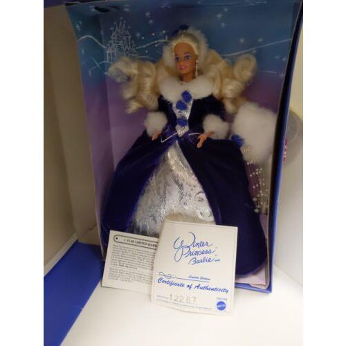 Vintage 1993 Winter Princess Barbie 10655 Mattel Holiday Fashion Doll - Nrfb