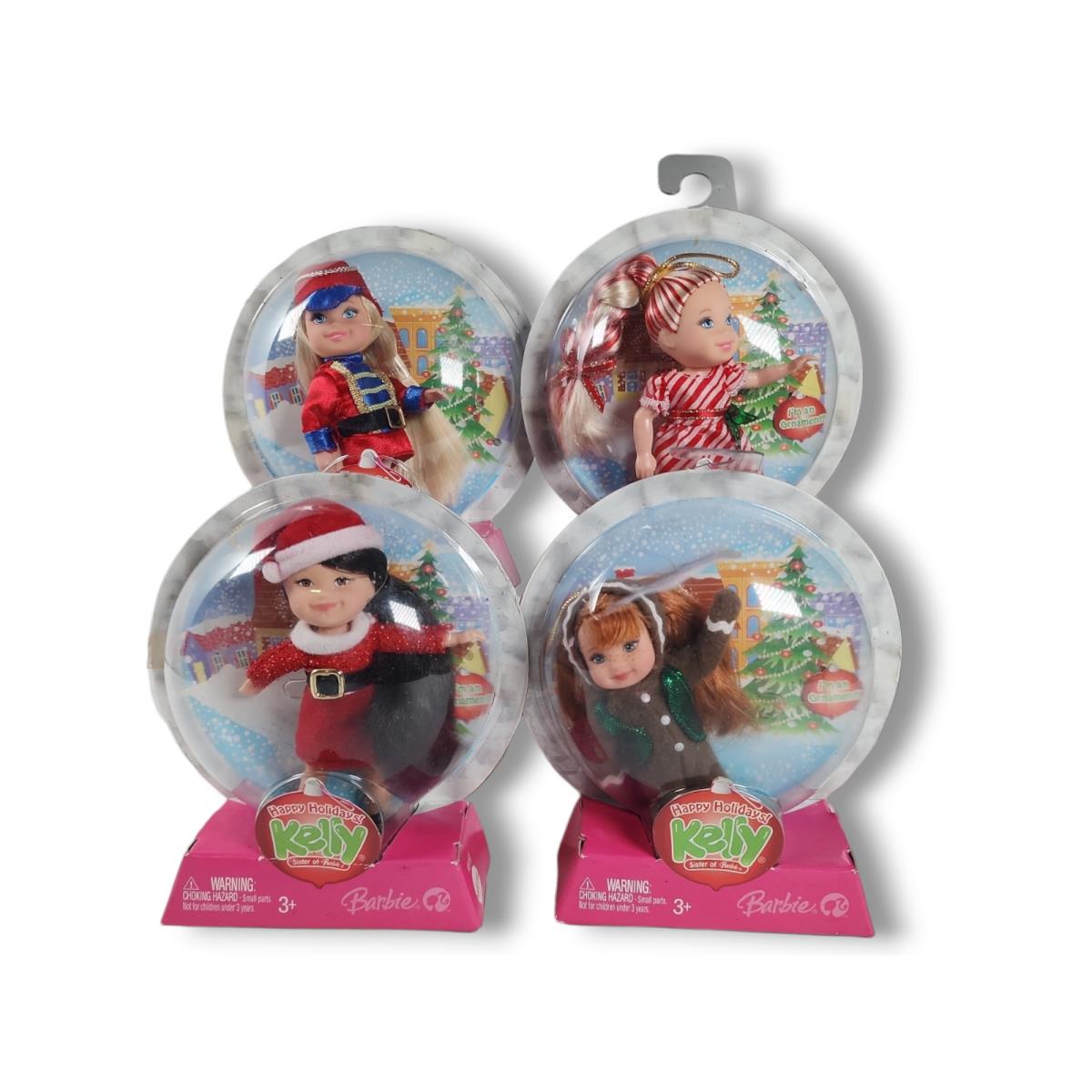 Complete Set Of 4 2006 Barbie Kelly Happy Holidays Doll Ornaments