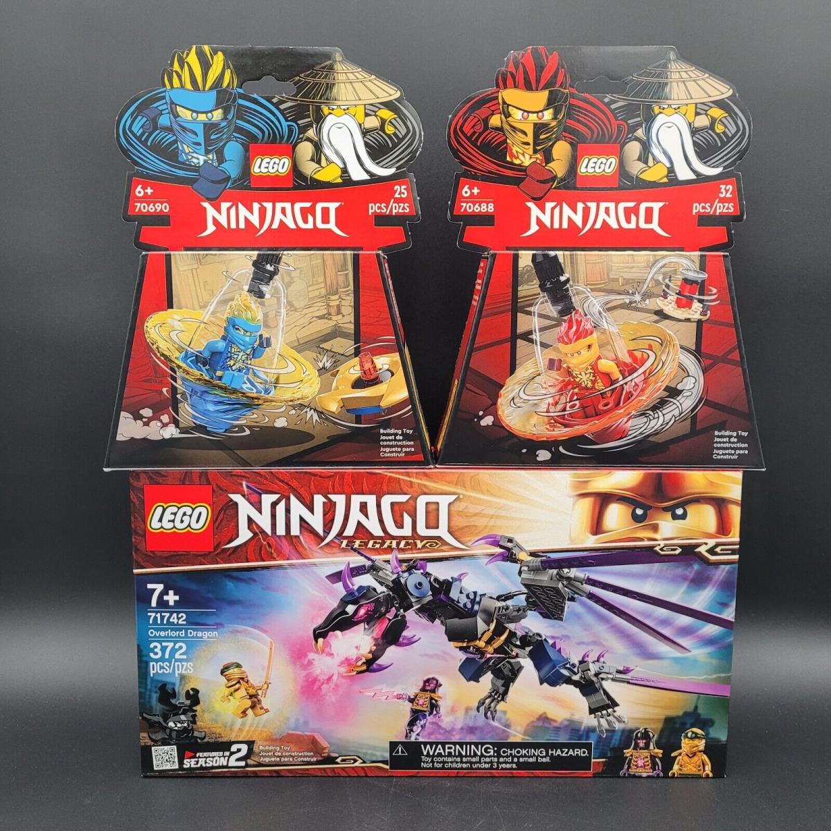 Lego Ninjago 71742 Overlord Dragon 70688 and 70690 Kai`s Jay`s Spinjitzu Ninja