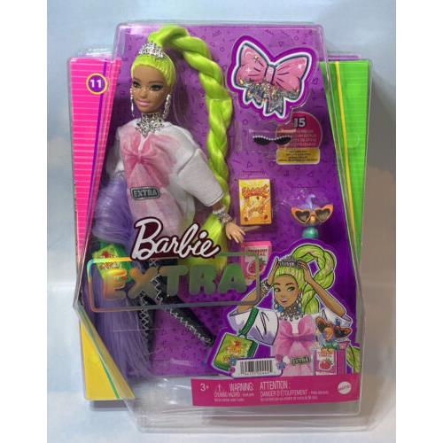 Barbie Extra Doll 11 Long Neon Green Hair Parrot Pet Accessories