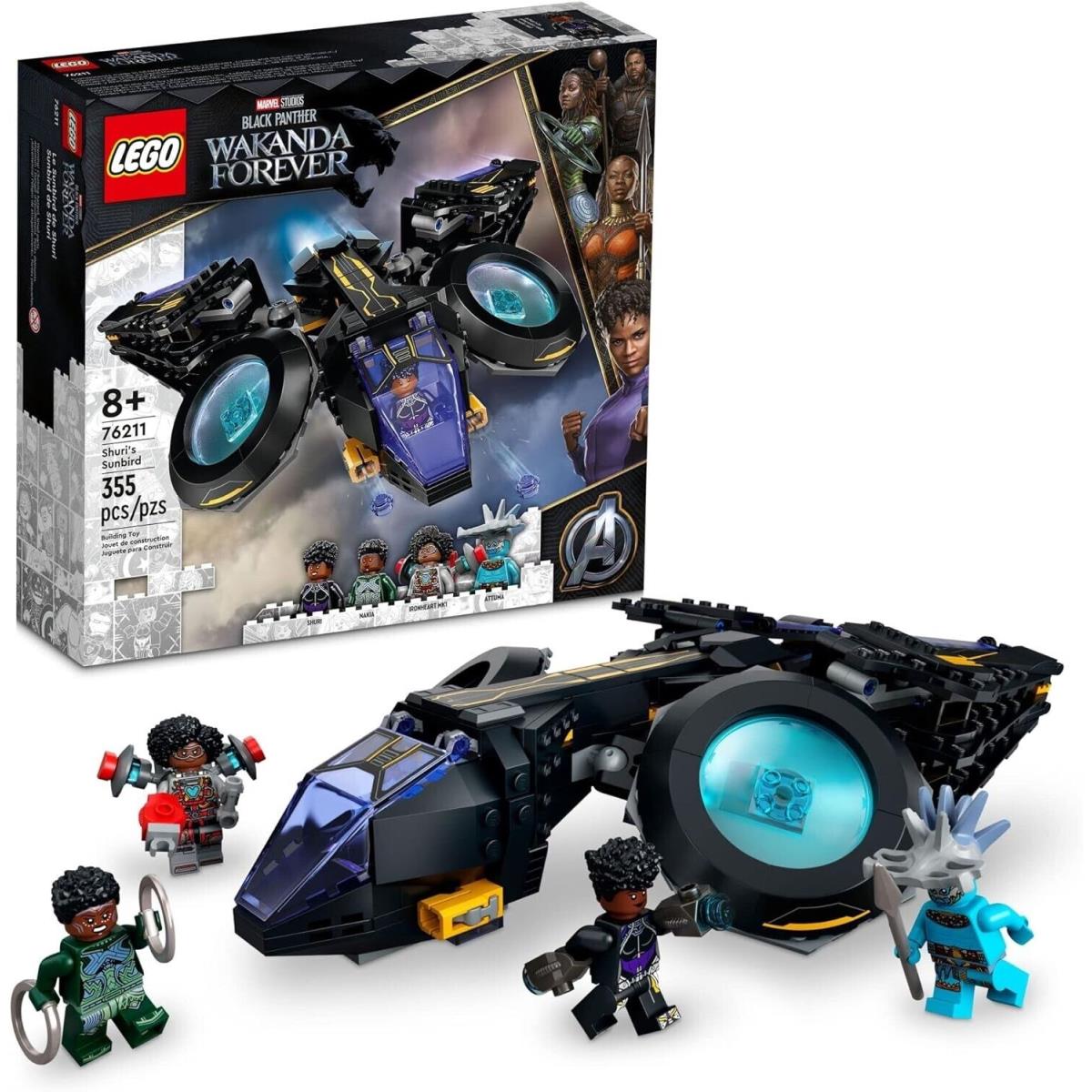 Lego Marvel Shuri`s Sunbird Black Panther Aircraft Buildable Toy Vehicle For Kid