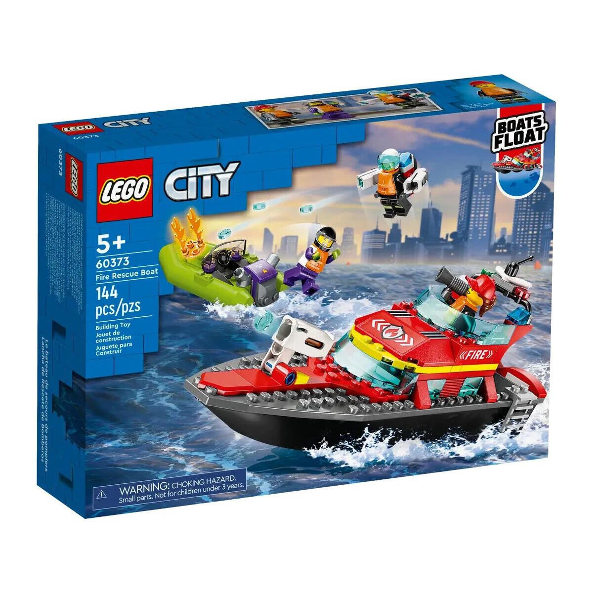 Lego Fire Rescue Boat 60373 Town Minifigure Building Set - Multicolor