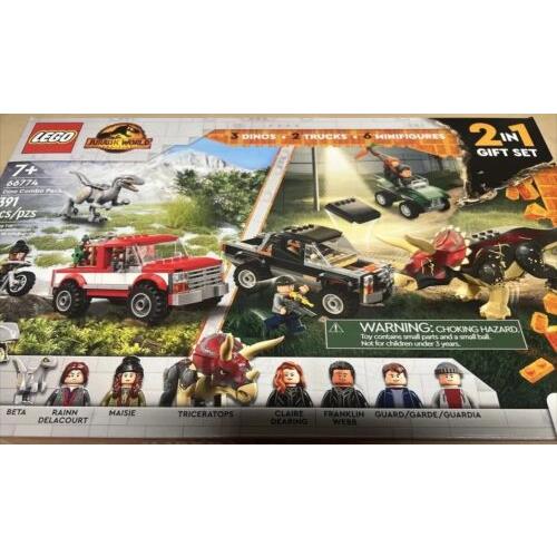 Lego Jurassic World Dino Combo Pack 66774 6 Mini Figures 3 Dinos 2 Trucks