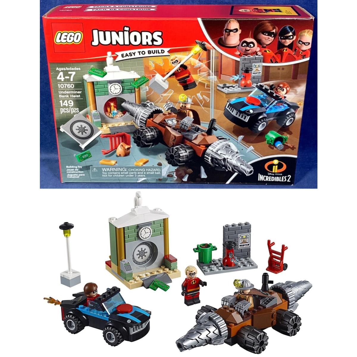 Incredibles Lego Juniors 10760 Set Underminer Bank Heist Elastigirl Mr. Mrs