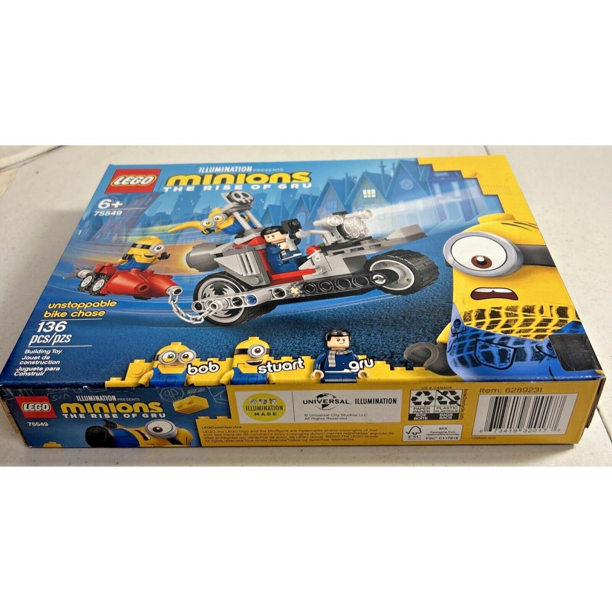 Lego Minions The Rise of Gru Unstoppable Bike Ch Set 75549 136 Pieces