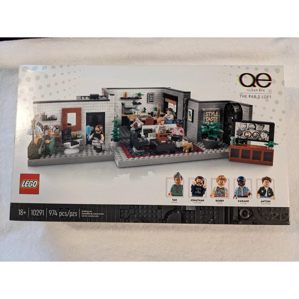 Lego 10291 Icons: Queer Eye The Fab 5 Loft 974 Pieces Box Creases See Photos