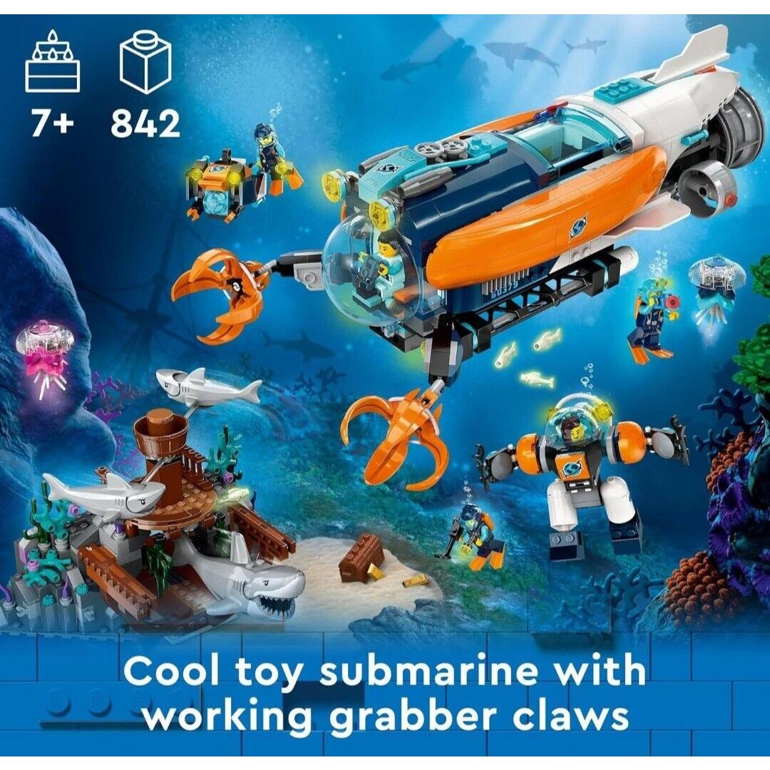 Lego City Deep Sea Explorer Submarine 60379 Building Toy 842 Pcs Set
