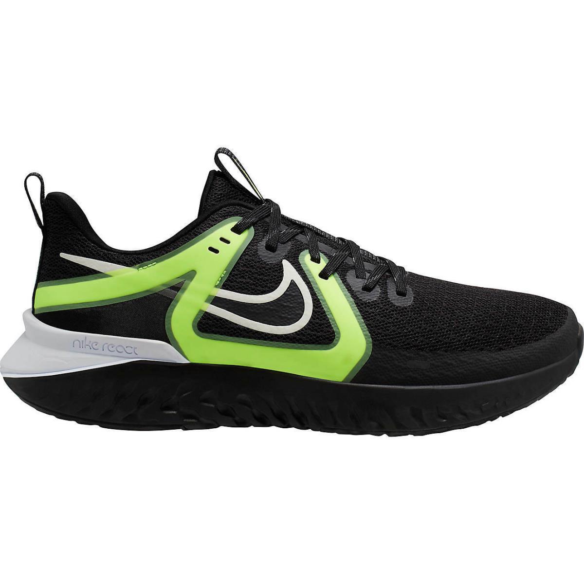 Nike Men`s Legend React 2 Running Shoe Size 11.5 - Black/Black/White/Ghost Green