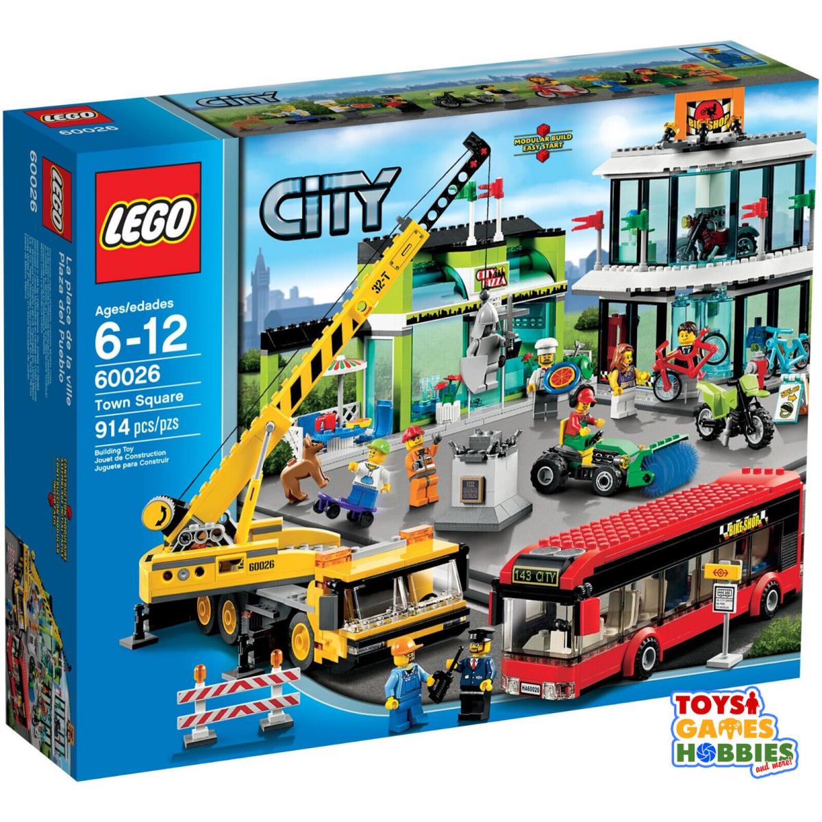 Lego City Town Square 60026 Bus Building Crane Street Sweeper Motorcycle