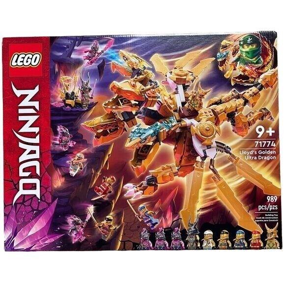 Lego Ninjago 71774 Lloyds Golden Ultra Dragon 989 Pcs Retired 9 Minifigures