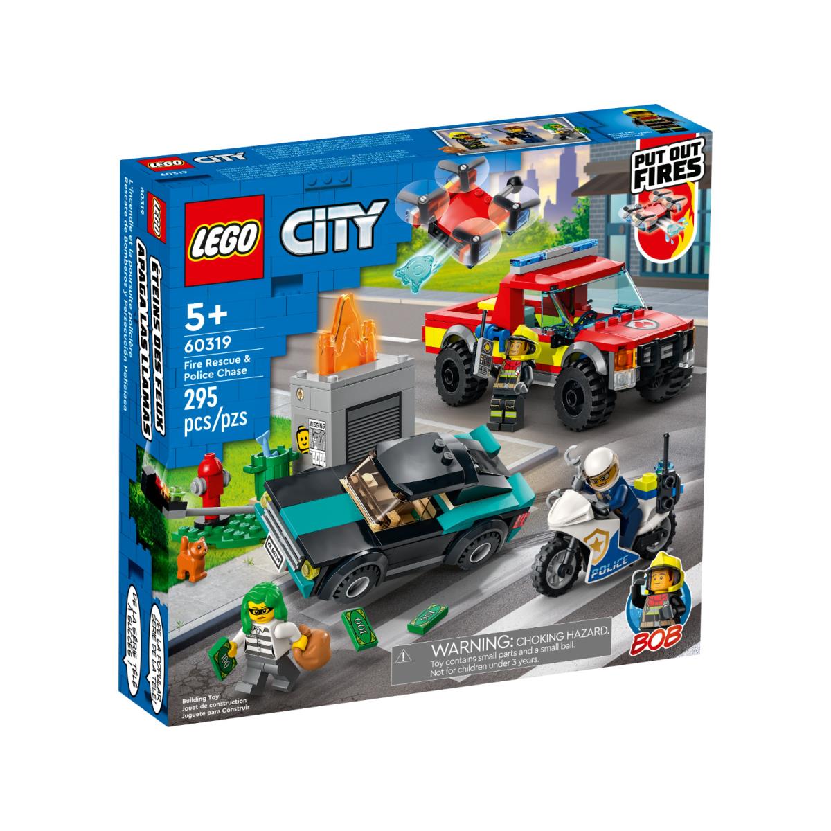 Lego City Fire Rescue Police Chase Building Play Set 60319