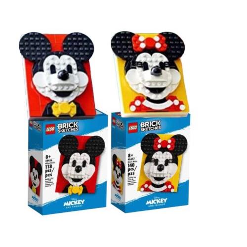 Exclusive Lego Brick Sketch Disney Mickey 40457 Minnie Mouse 40456 Gift Set