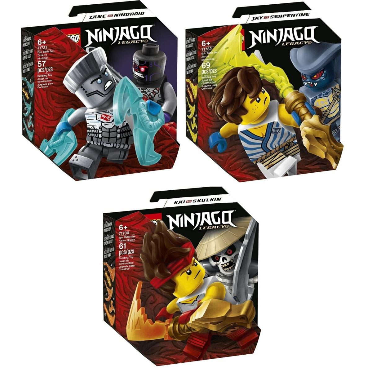 Lego Ninjago Epic Battle Sets X3 71730 71731 71732 - 187 Pcs Total
